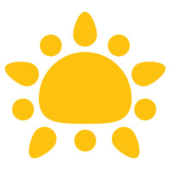 Icon sheet of yellow sun vectors with transparent background