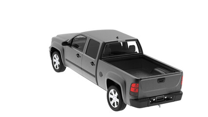 Black Pickup Truck isolated on empty background