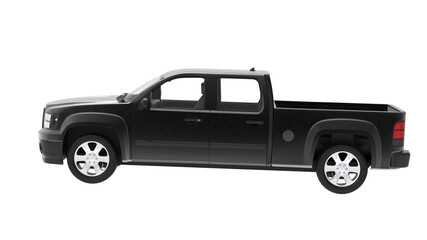 Black Pickup Truck isolated on empty background