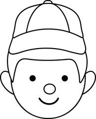 Line style boy with colored drawing icon
