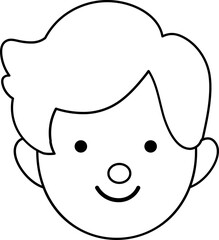 Line style boy with colored drawing icon
