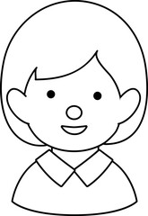 Cute Girl Black Line Style Coloring Drawing Avatar

