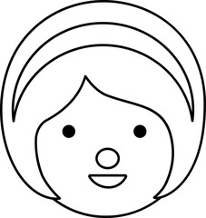 Cute Girl Black Line Style Coloring Drawing Avatar


