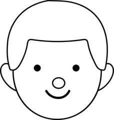 Line style boy with colored drawing icon
