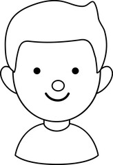 Line style boy with colored drawing icon