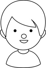 Line style boy with colored drawing icon