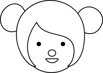 Cute Girl Black Line Style Coloring Drawing Avatar

