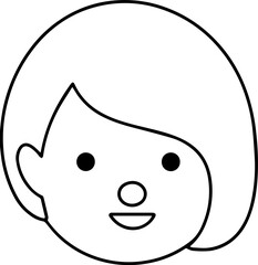 Cute Girl Black Line Style Coloring Drawing Avatar

