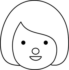 Cute Girl Black Line Style Coloring Drawing Avatar

