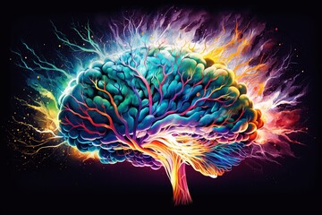 illustration of a glowing brain,ai generative