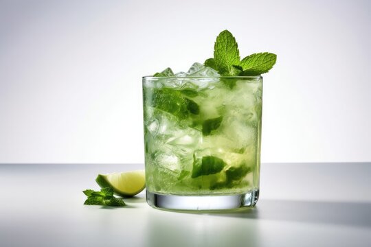 Delicious Mojito Cocktail Drink isolated on white background Generative Ai