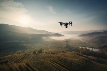Naklejka na ściany i meble Aerial Landscape Photography with Innovative Drone Technology Generative Ai