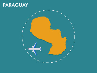 An airplane leaving the boundary of Paraguay country, a concept of airplane takeoff, illustration vector design