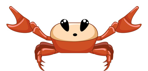 Funny, kawaii, cute pink crab, lobster, inhabitant of the seas and oceans in cartoon style, for the design of wallpapers, packaging, children's decors, fabric, textiles, cards on a marine theme