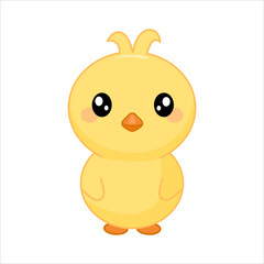Funny, kawaii, cute yellow duck, chicken farmer in cartoon style, for the design of wallpapers, packaging, children's decors, fabric, textiles, nautical themed cards