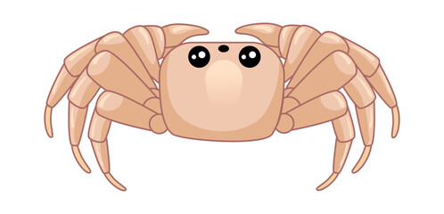 Funny, kawaii, cute pink crab, lobster, inhabitant of the seas and oceans in cartoon style, for the design of wallpapers, packaging, children's decors, fabric, textiles, cards on a marine theme