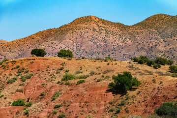 Beautiful desert landscapes of mountainous Morocco on a sunny day.