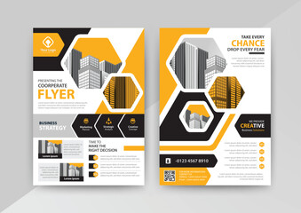business brochure flyer design layout template A4, blur background, Template vector design for Magazine, Poster, Corporate Presentation, Portfolio, Flyer infographic, layout modern in yellow
