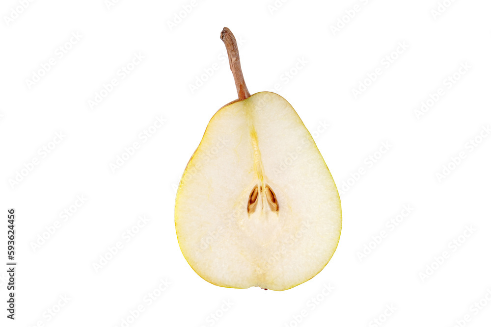 Canvas Prints pear rocha half cut fruit isolated transparent png. yellow green spotted fruit with seeds. - Canvas Prints