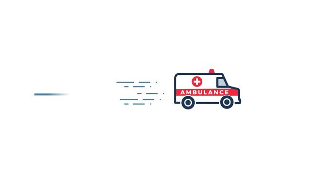 Fast ambulance flat style animation
