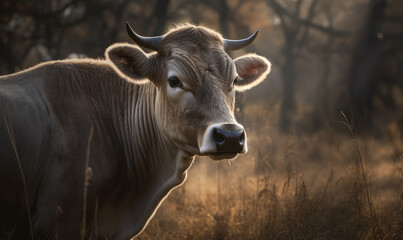 photo of Brown Swiss in its natural habitat. Generative AI
