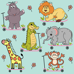 Naklejka premium set of animals, set of lovely african animals