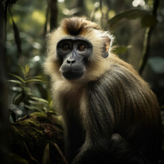 Obraz premium photo of bonnet monkey in its natural habitat. Generative AI