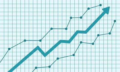 Financial graph growth up. Increase profit. Arrow up. Success on economy or trade. Rise price.