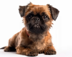 photo of Brussels griffon isolated on white background. Generative AI