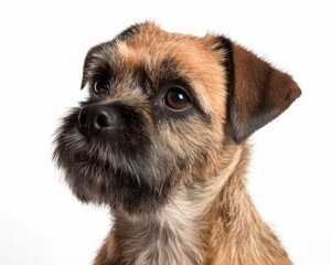 photo of border terrier isolated on white background. Generative AI