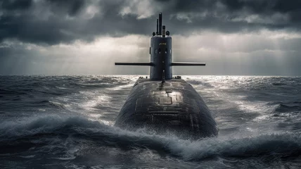 Foto op Plexiglas submarine in the ocean created with Generative AI technology © Robert Herhold