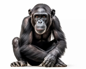 photo of bonobo isolated on white background. Generative AI