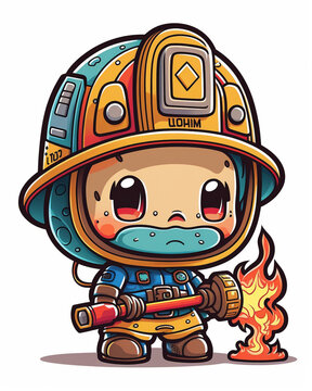 cartoon of a fire fighter, AI generated