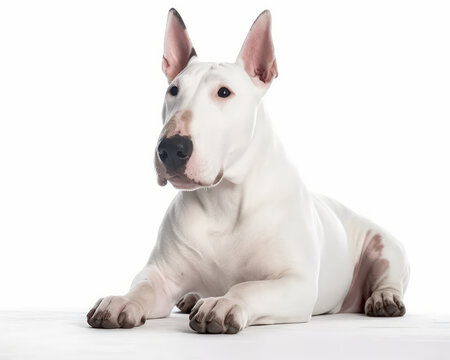 photo of Bull Terrier isolated on white background. Generative AI