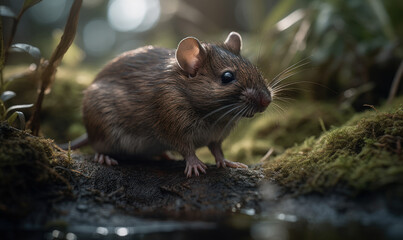 Naklejka na ściany i meble photo of brown rat in its natural habitat. Generative AI