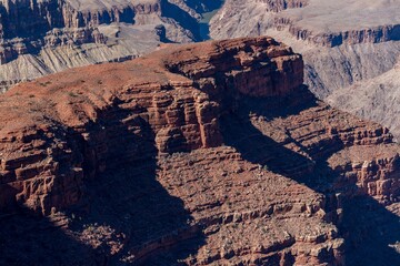 Aerial shot of the landmarks of the Grand Canyon, Arizona, USA