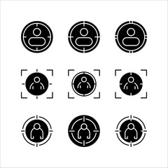 Target audience icon set concept design stock illustration, on white background.