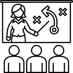 Businesswoman on Strategy Meeting LIne Icon