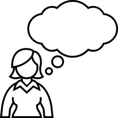 Business Woman Thinking Line Icon