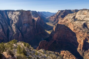 Beautiful view of red rock formations in Observation Point, Zion National Park, Utah, United States