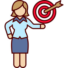 Business Woman with a Target Color Icon