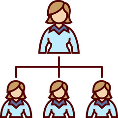 Vertical Business Structure. Boss and Employees Color Icon