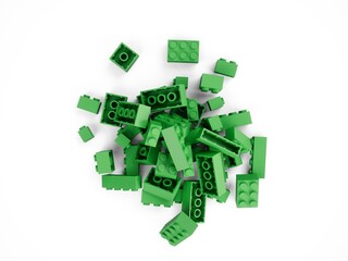 3D Rendering Green Toy Bricks Isolated on white Background