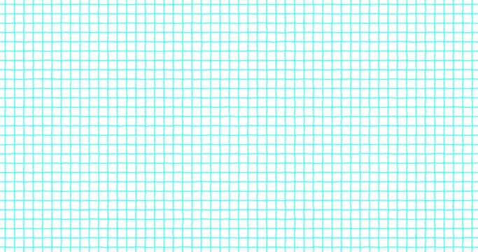 Exercise book grid small smooth generated blue on white. Crazy doodle grunge pulsing stop motion blank background good for titles, intro, school, background, etc...