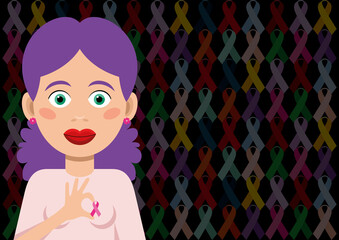 Woman with cancer symbol