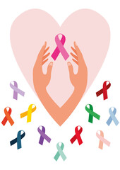Hands protecting cancer symbol
