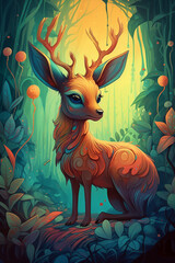 Mystical Wonderland: A Cute Deer in a Dreamlike World of Magic