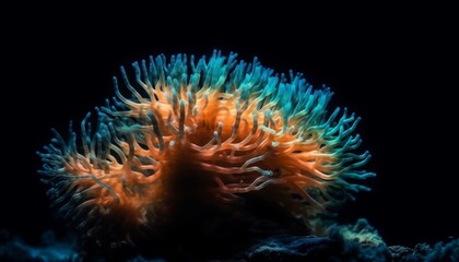 Naklejka na ściany i meble Bright Neon Deep Sea Coral with High Detail, Generative AI