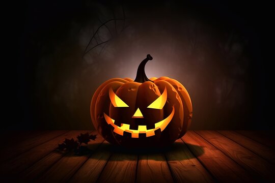halloween pumpkin on a dark background, created with Generative AI