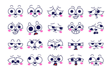 Face of character in diffetent emotions. Facial expression flat vector illustration